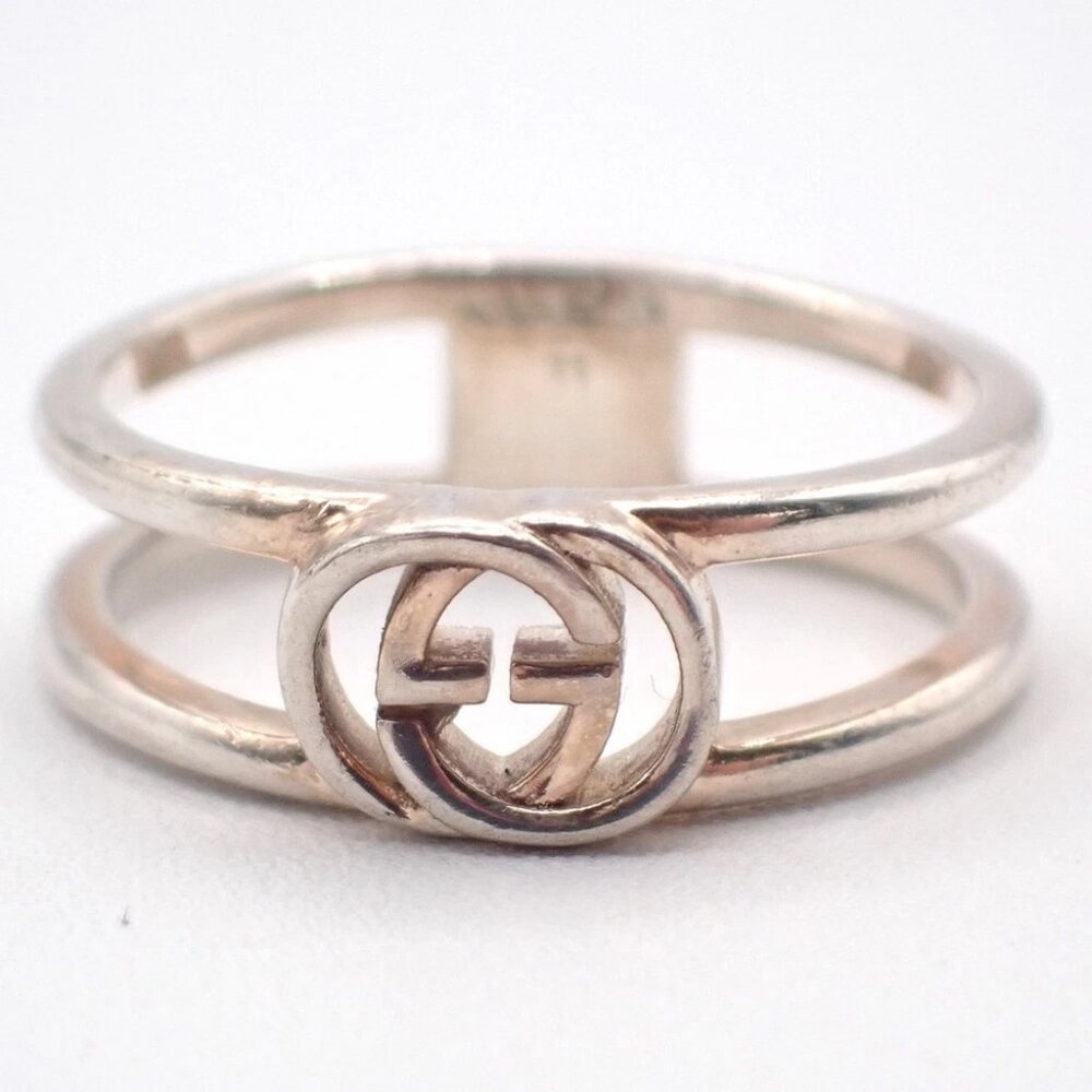 GUCCI Interlocking G Ring Silver 925 Size JP 11 US 6 Italy Accessory 07CA583 - Picture 3 of 10